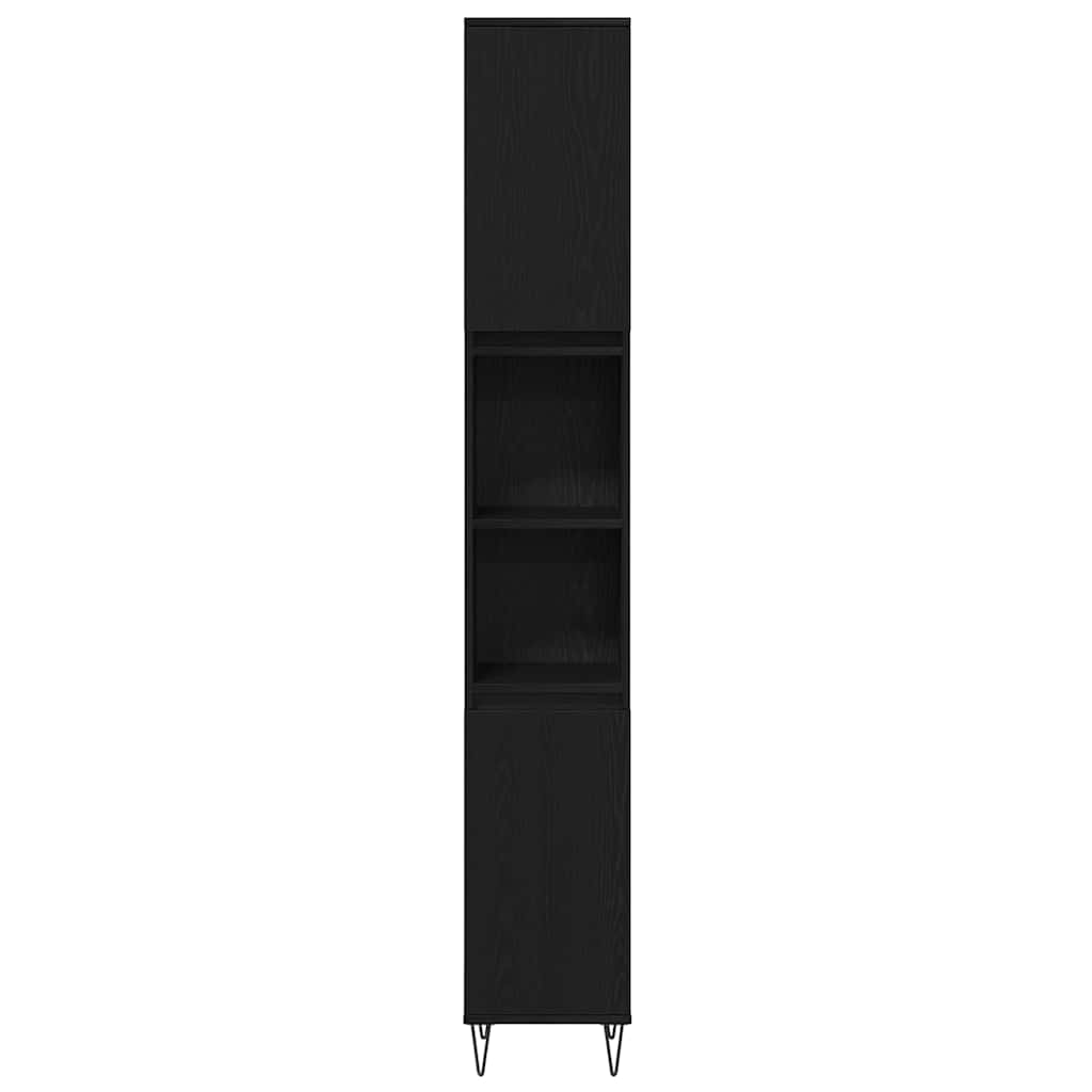 Badezimmermöbel-Set 3 pcs Schwarz Eichen-Optik Holzwerkstoff