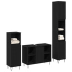 Badezimmermöbel-Set 3 pcs Schwarz Eichen-Optik Holzwerkstoff