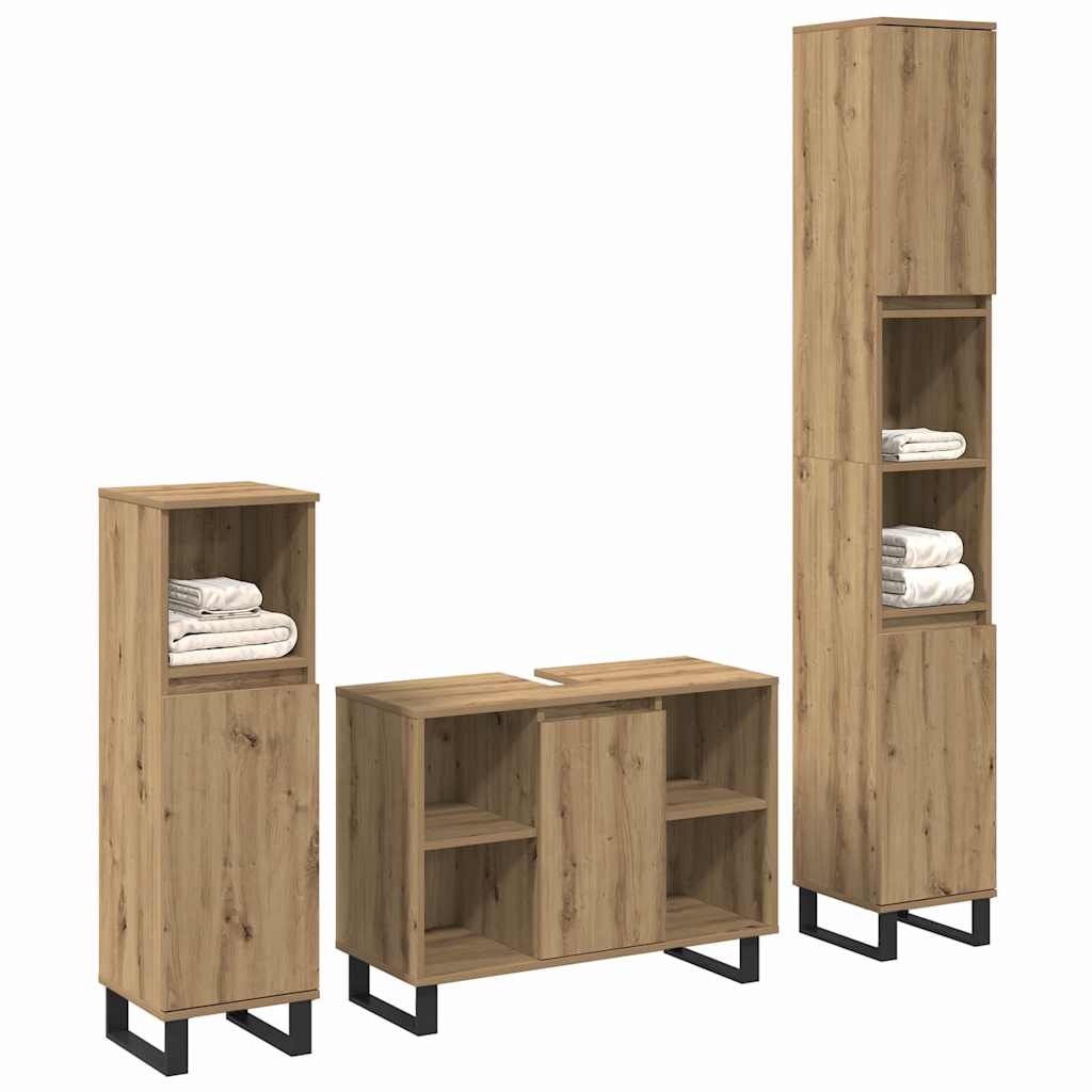 Badezimmermöbel Set mit Speicher 3 pcs Braun Holzwerkstoff