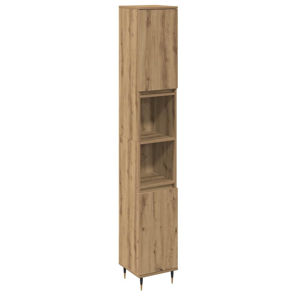 Badezimmermöbel-Set mit Regal 3 pcs Artisan-Eiche Holzwerkstoff