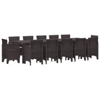 Garten Essgruppe mit Kissen 13 pcs Braun und Taupe Poly Rattan