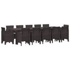 Garten Essgruppe 13 pcs Braun und Hellgrau Rattan und Kissen