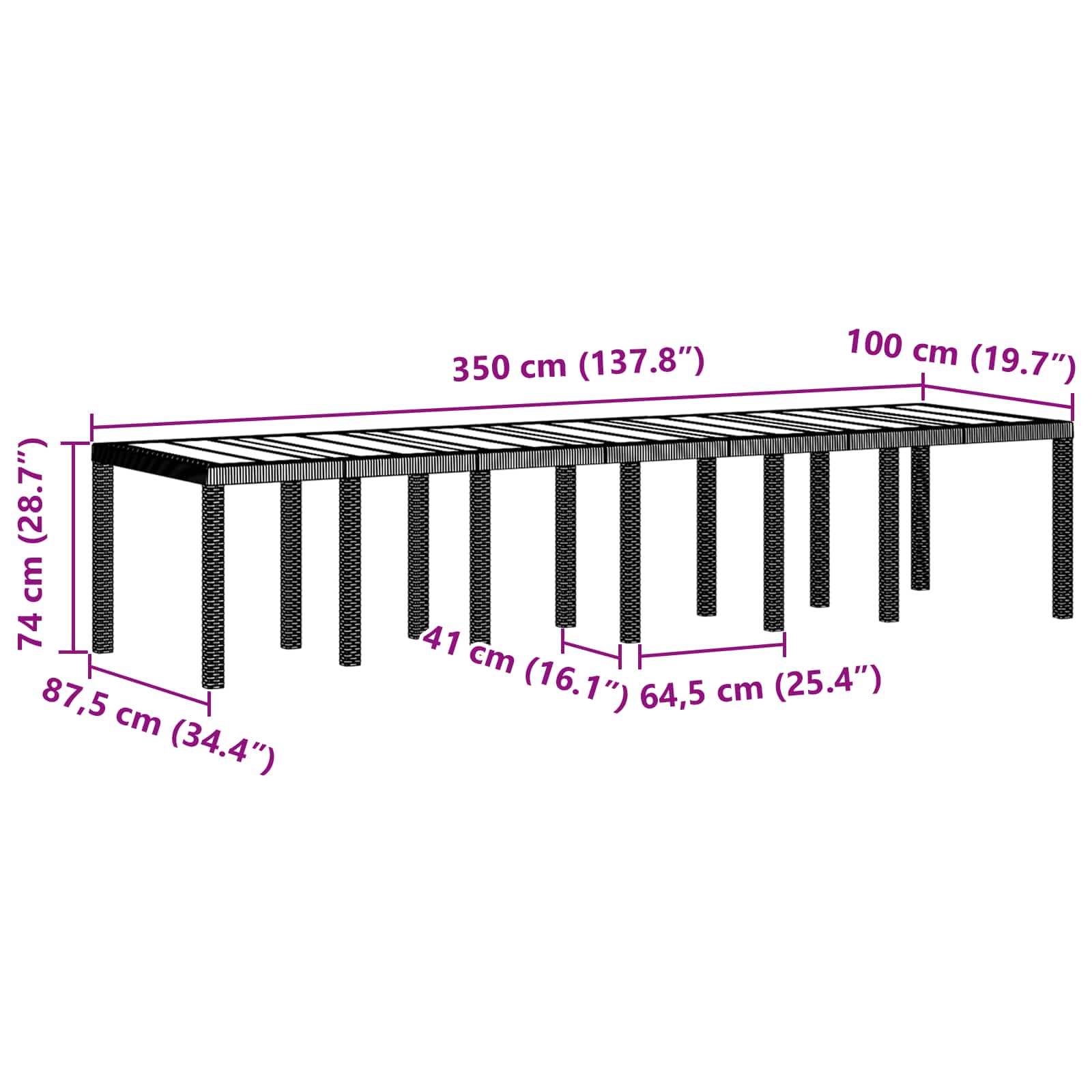 Garten Essgruppe 15 pcs Braun Polt Rattan