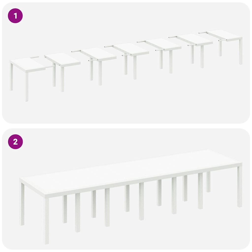 Garten Essgruppe 15 pcs Weiß Polt Rattan