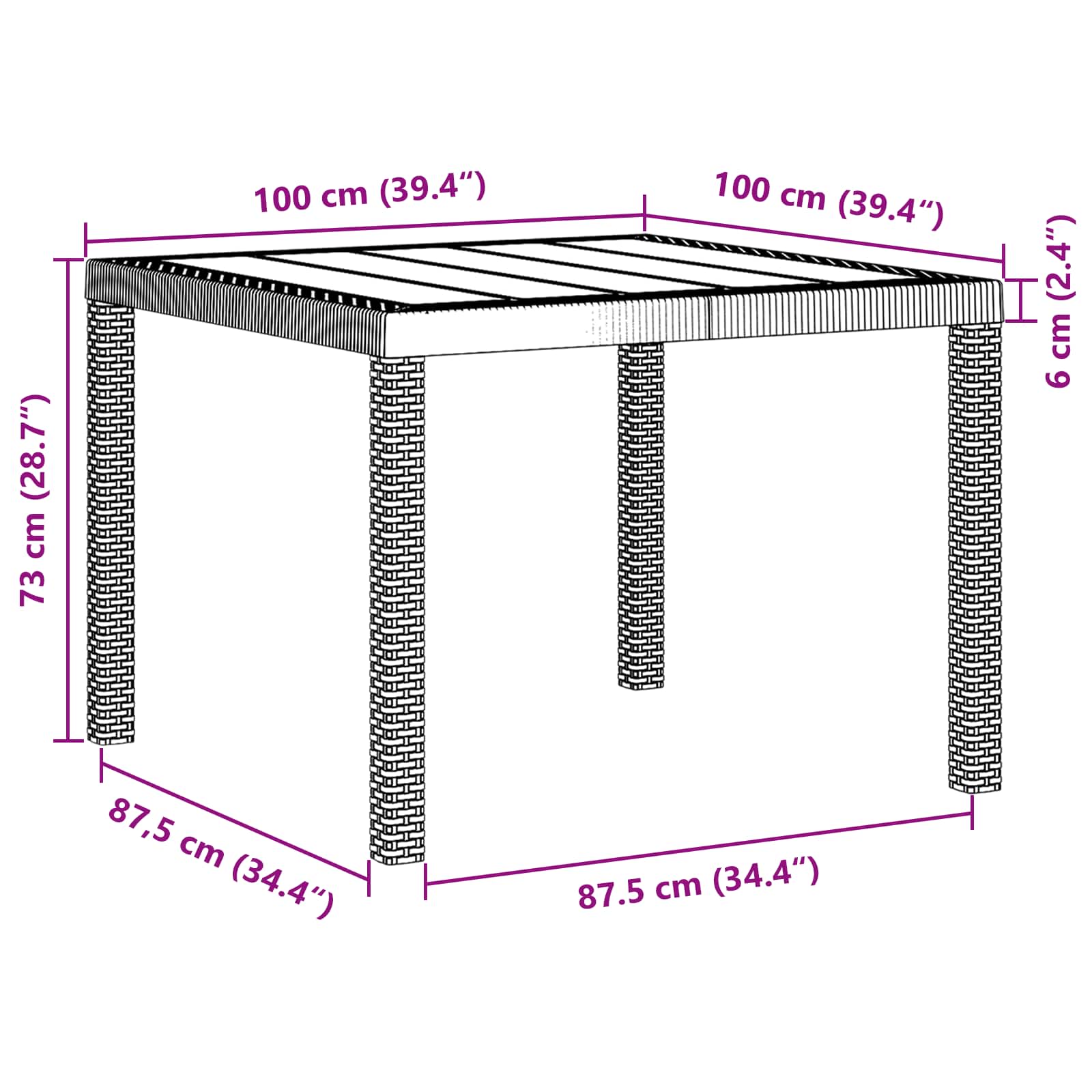 Garten Essgruppe 3 pcs Braun Polypropylen