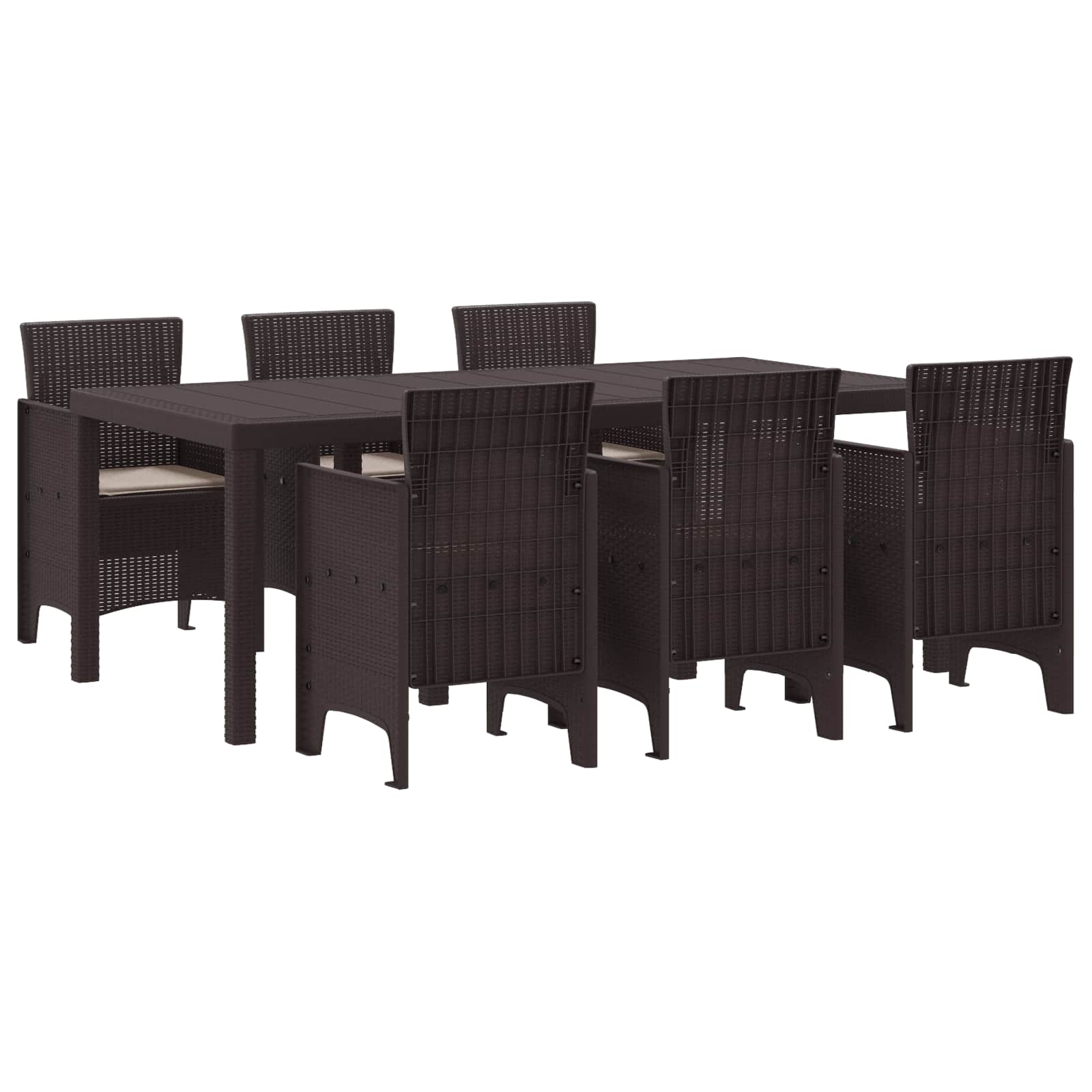 Garten Essgruppe 7 pcs Braun Polypropylen