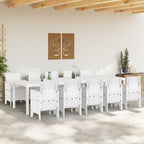 Garten Essgruppe 11 pcs Weiß und Hellgrau Rattan und Polyester