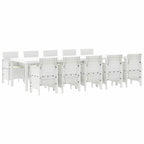 Garten Essgruppe mit Kissen 11 pcs Weiß Poly-Rattan und Stahl