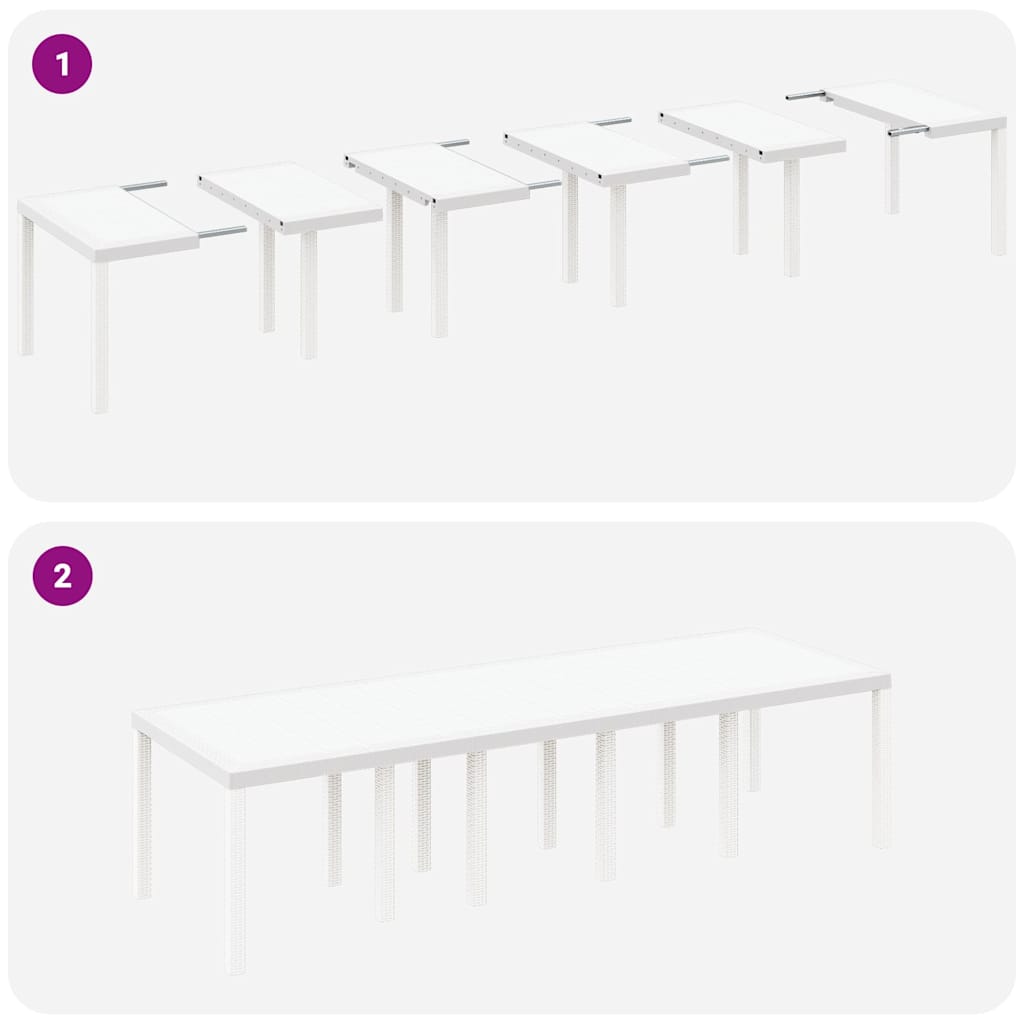 Garten Essgruppe mit Kissen 11 pcs Weiß Poly-Rattan und Stahl