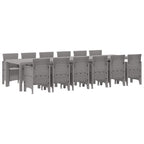 Garten Essgruppe 13 pcs Hellgrau Polt Rattan