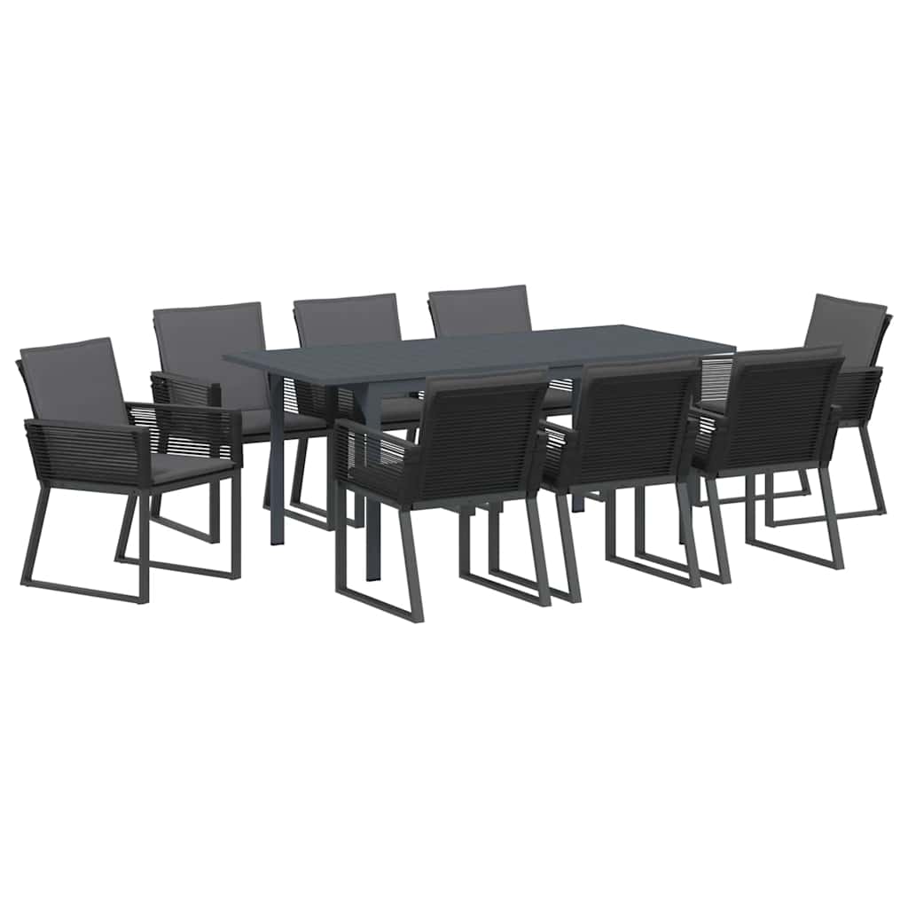 Garten Essgruppe 9 pcs Anthrazit Poly-Rattan