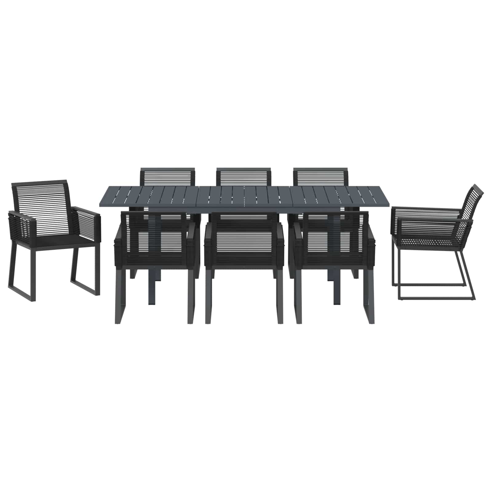 Garten Essgruppe 9 pcs Schwarz Poly-Rattan
