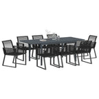 Garten Essgruppe 9 pcs Schwarz Poly-Rattan