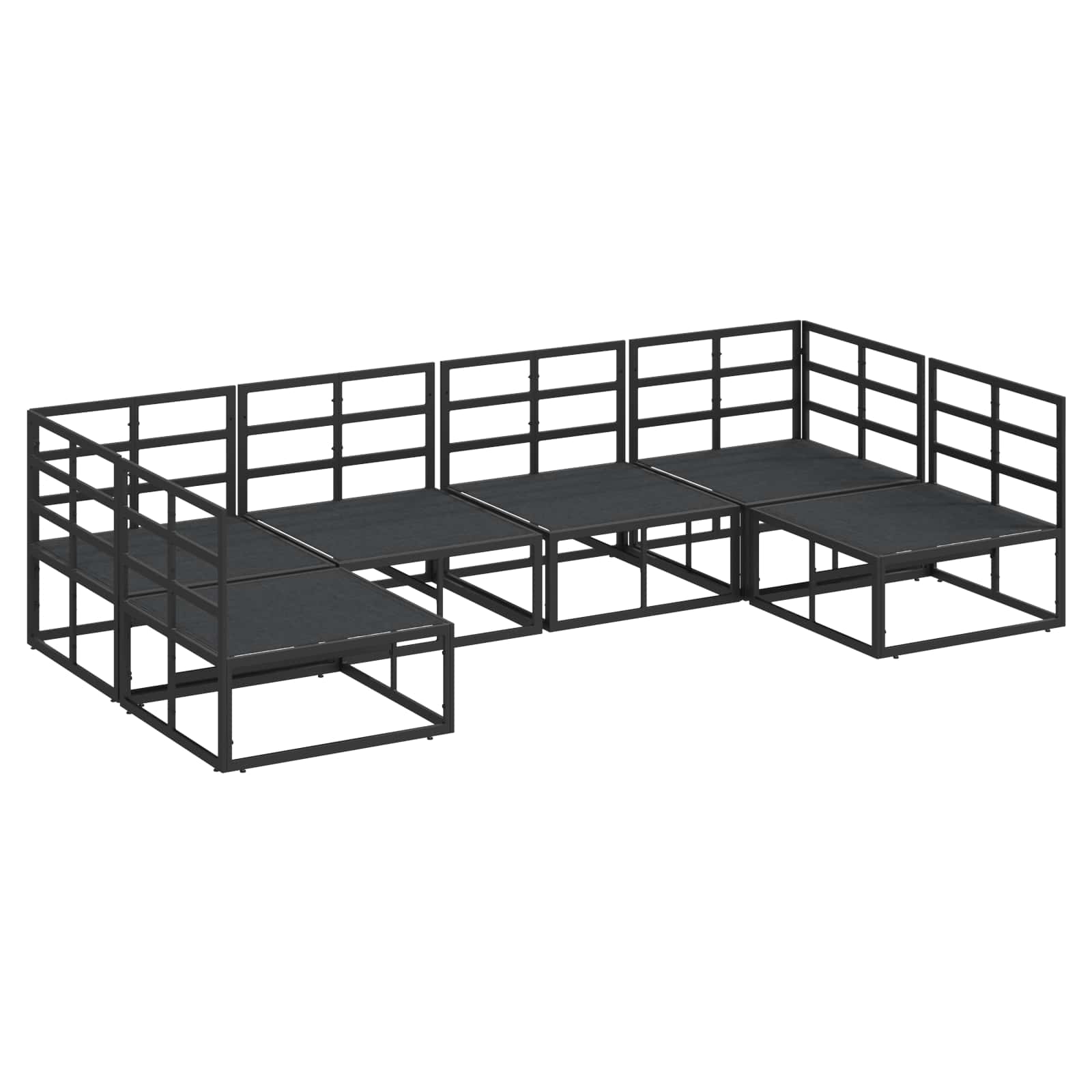 Gartensofa-set mit Kissen 6 pcs Schwarz Aluminium
