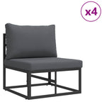 Gartensofa-set mit Kissen 6 pcs Schwarz Aluminium