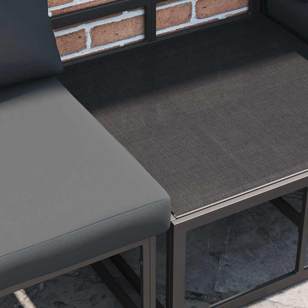 Gartensofa-set mit Kissen 5 pcs Schwarz Aluminium