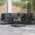 Gartensofa-set mit Kissen 5 pcs Schwarz Aluminium