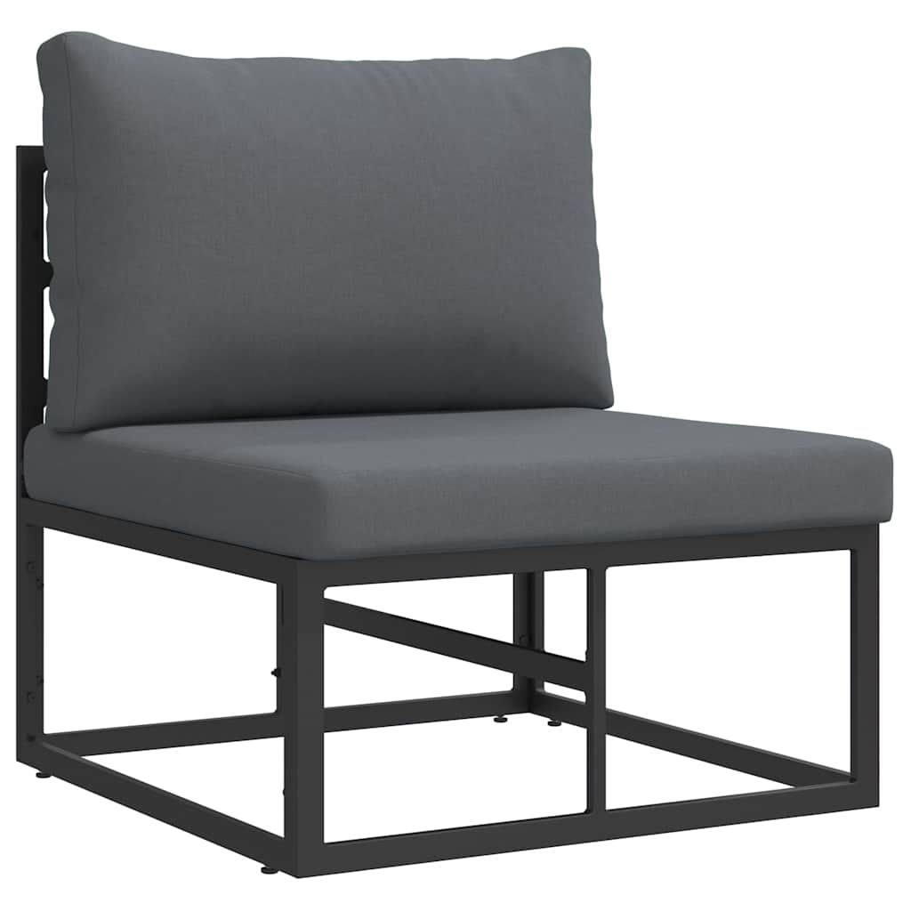 Gartensofa-set mit Kissen 5 pcs Schwarz Aluminium