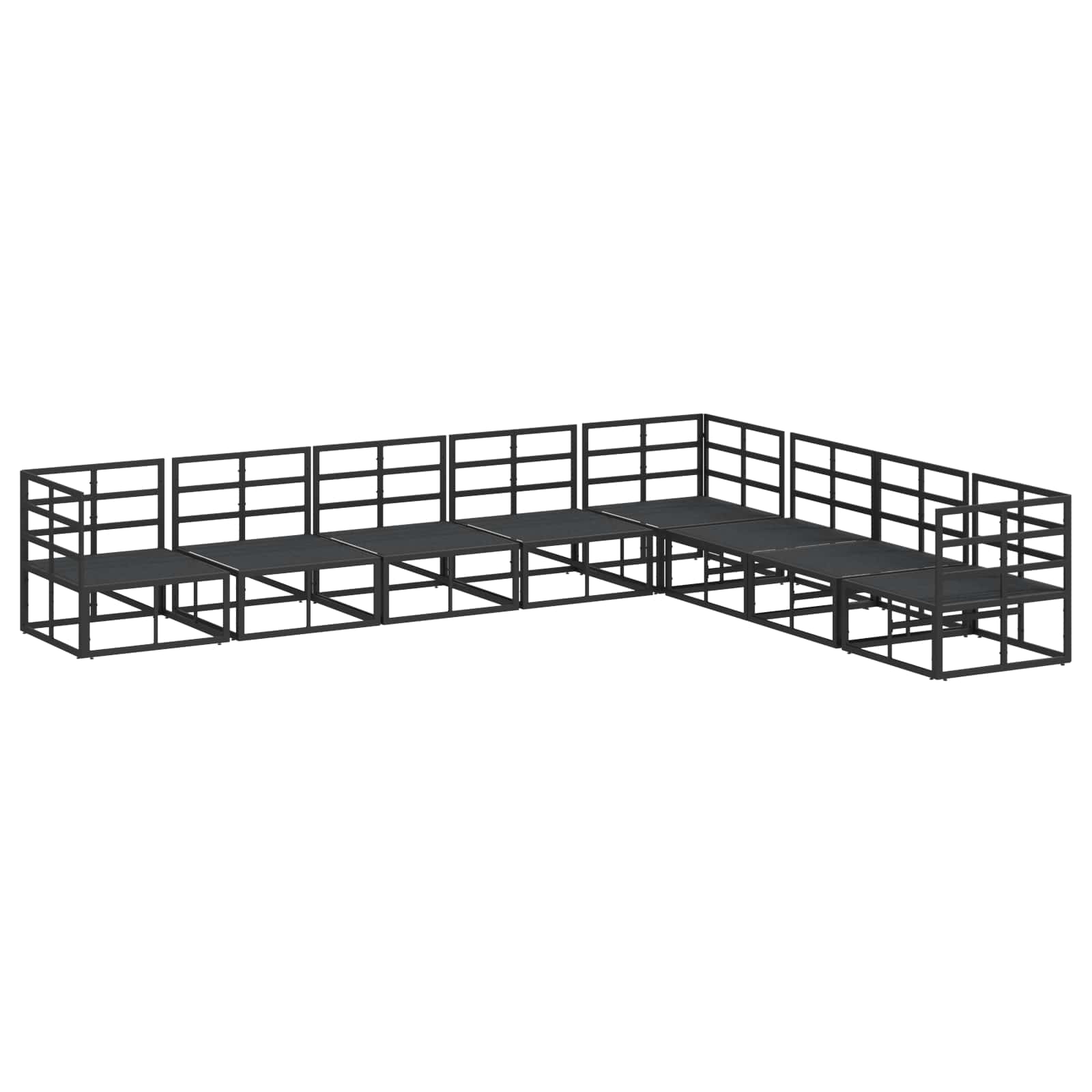 Gartensofa-set mit Kissen 8 pcs Schwarz Aluminium