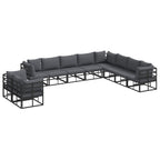 Gartensofa-set mit Kissen 10 pcs Schwarz Aluminium