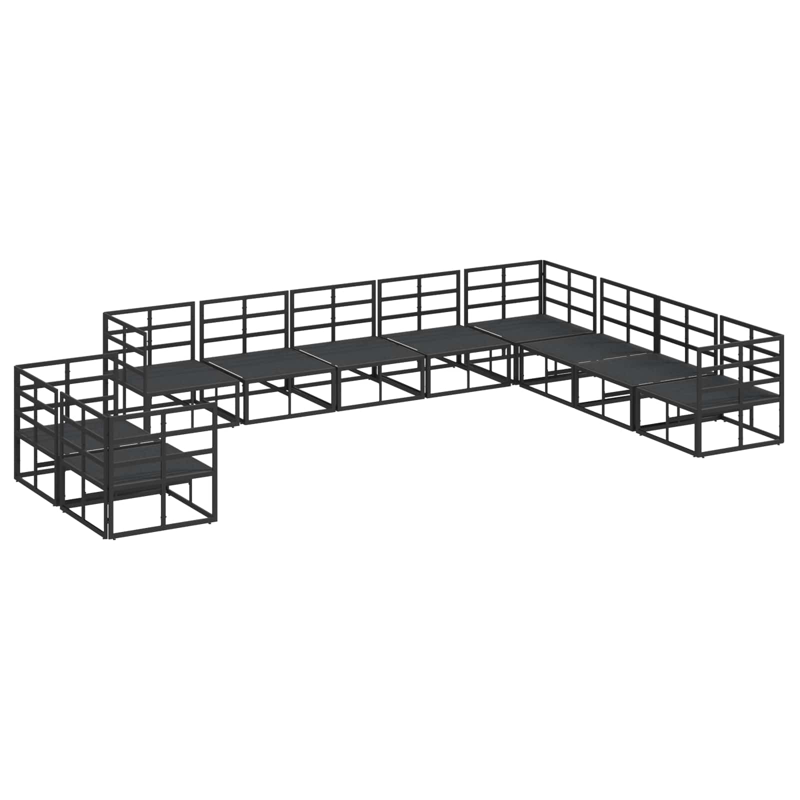 Gartensofa-set mit Kissen 10 pcs Schwarz Aluminium