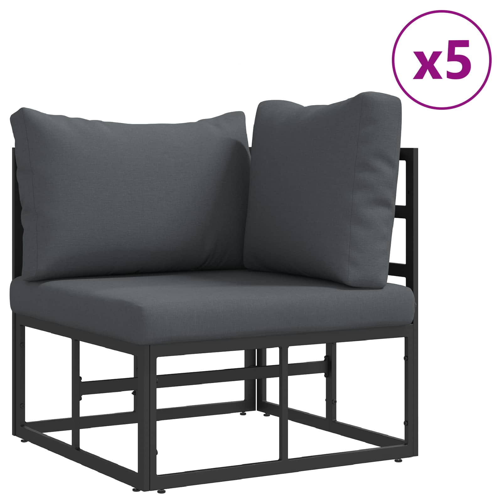 Gartensofa-set mit Kissen 10 pcs Schwarz Aluminium