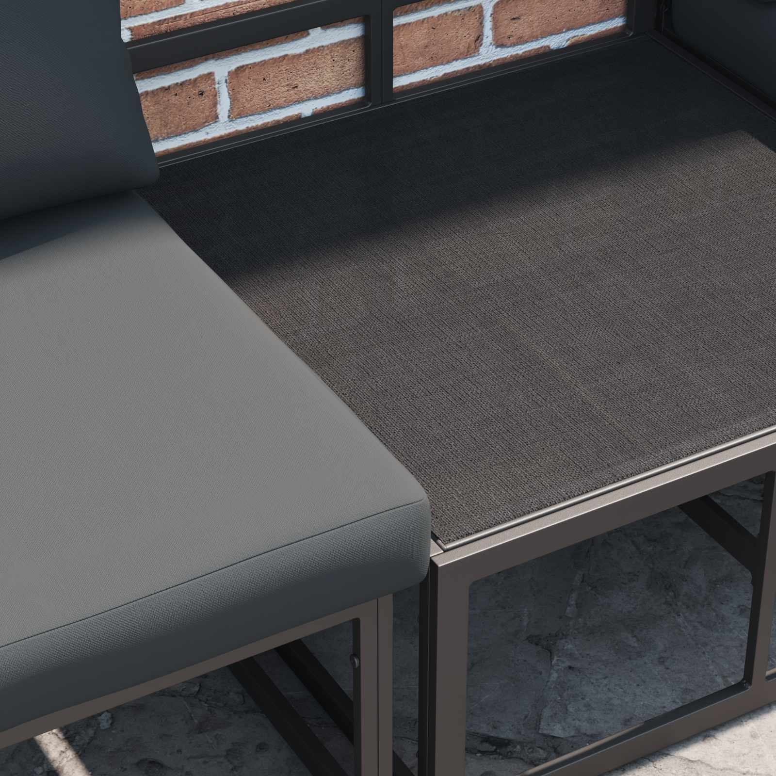 Gartensofa-set mit Kissen 10 pcs Schwarz Aluminium