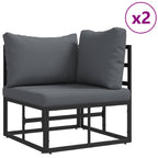 Gartensofa-set mit Kissen 10 pcs Schwarz Aluminium