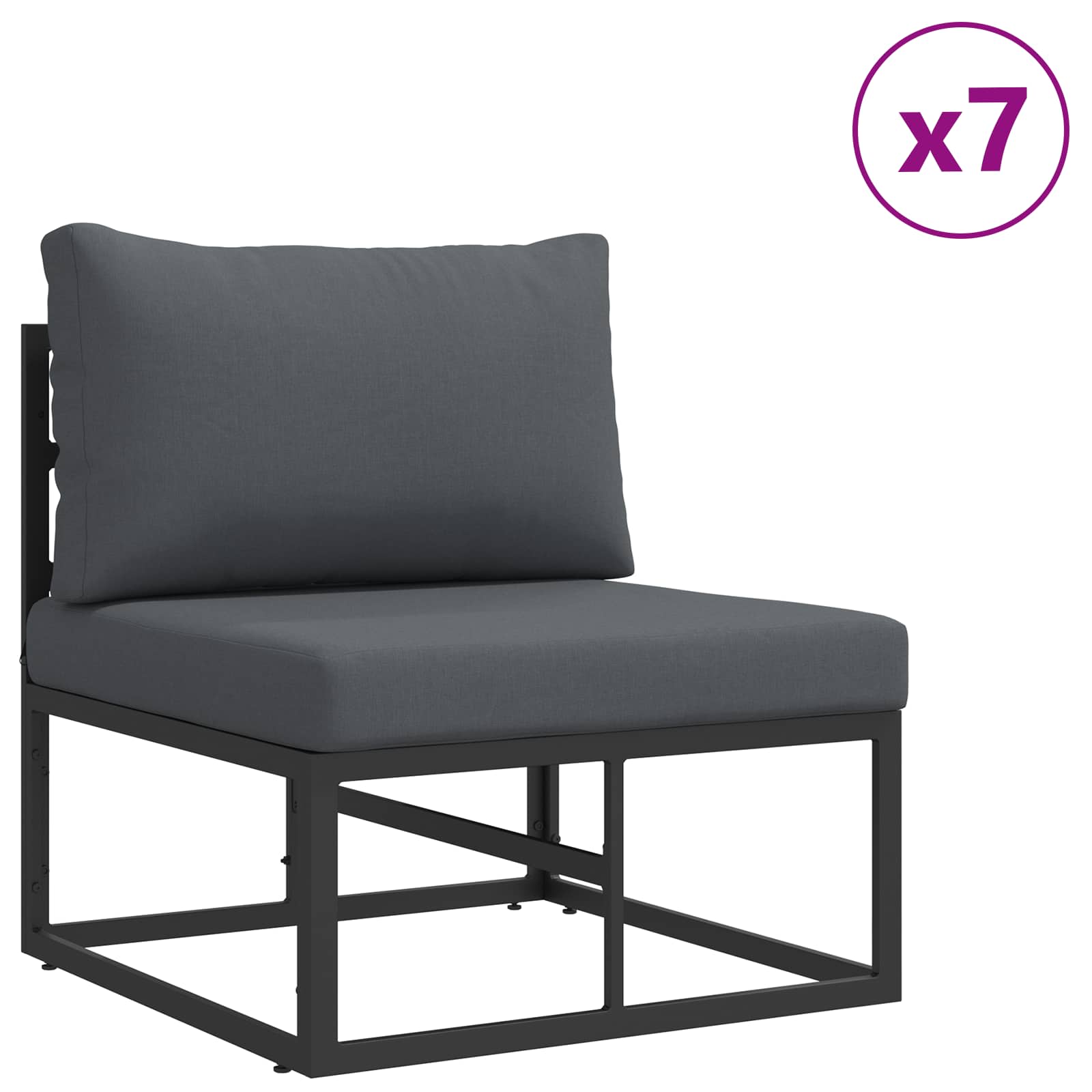 Gartensofa-set mit Kissen 10 pcs Schwarz Aluminium
