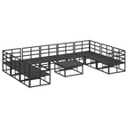 Gartensofa-set mit Kissen 10 pcs Schwarz Aluminium