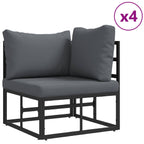 Gartensofa-set mit Kissen 10 pcs Schwarz Aluminium