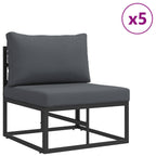 Gartensofa-set mit Kissen 10 pcs Schwarz Aluminium