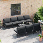 Gartensofa-set mit Kissen 8 pcs Schwarz Stahl