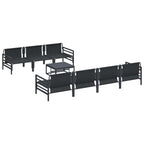 Gartensofa-set mit Kissen 8 pcs Schwarz Stahl