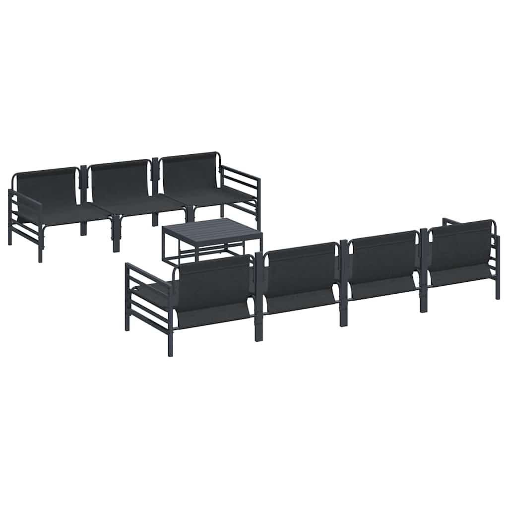 Gartensofa-set mit Kissen 8 pcs Schwarz Stahl