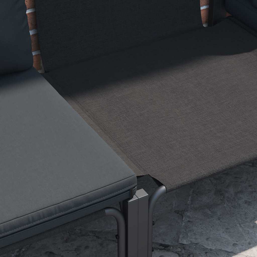 Gartensofa-set mit Kissen 3 pcs Schwarz Stahl