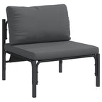 Gartensofa-set mit Kissen 3 pcs Schwarz Stahl