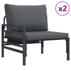 Gartensofa-set mit Kissen 3 pcs Schwarz Stahl