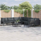 Gartensofa-set mit Kissen 8 pcs Schwarz Stahl
