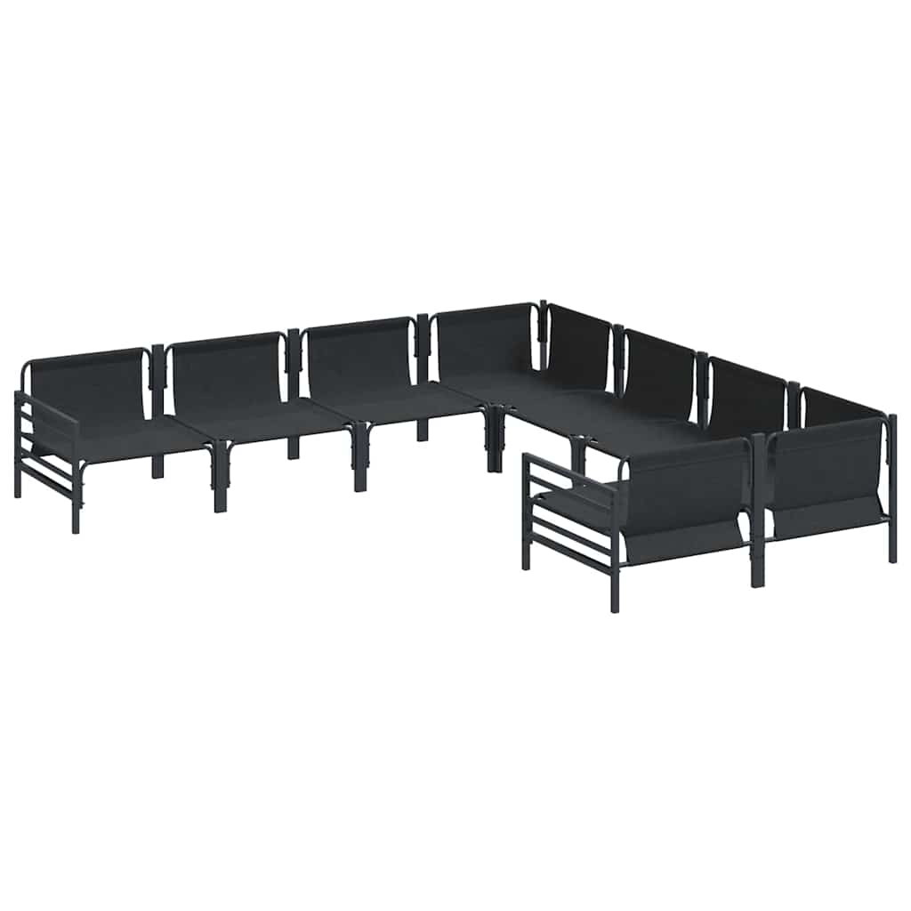 Gartensofa-set mit Kissen 8 pcs Schwarz Stahl