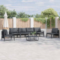 Gartensofa-set mit Kissen 7 pcs Schwarz Stahl
