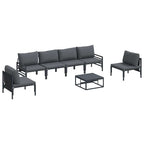 Gartensofa-set mit Kissen 7 pcs Schwarz Stahl