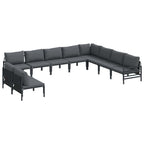 Gartensofa-set mit Kissen 10 pcs Schwarz Stahl