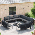 Gartensofa-set mit Kissen 11 pcs Schwarz Stahl