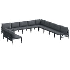 Gartensofa-set mit Kissen 11 pcs Schwarz Stahl