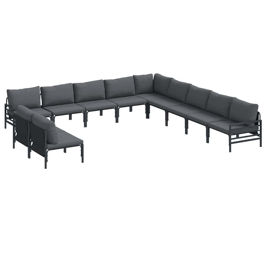Gartensofa-set mit Kissen 11 pcs Schwarz Stahl