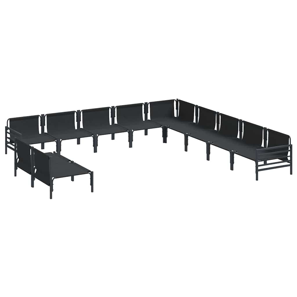 Gartensofa-set mit Kissen 11 pcs Schwarz Stahl