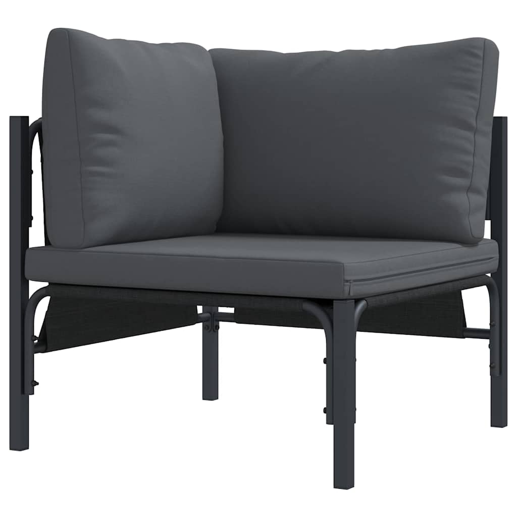 Gartensofa-set mit Kissen 10 pcs Schwarz Stahl