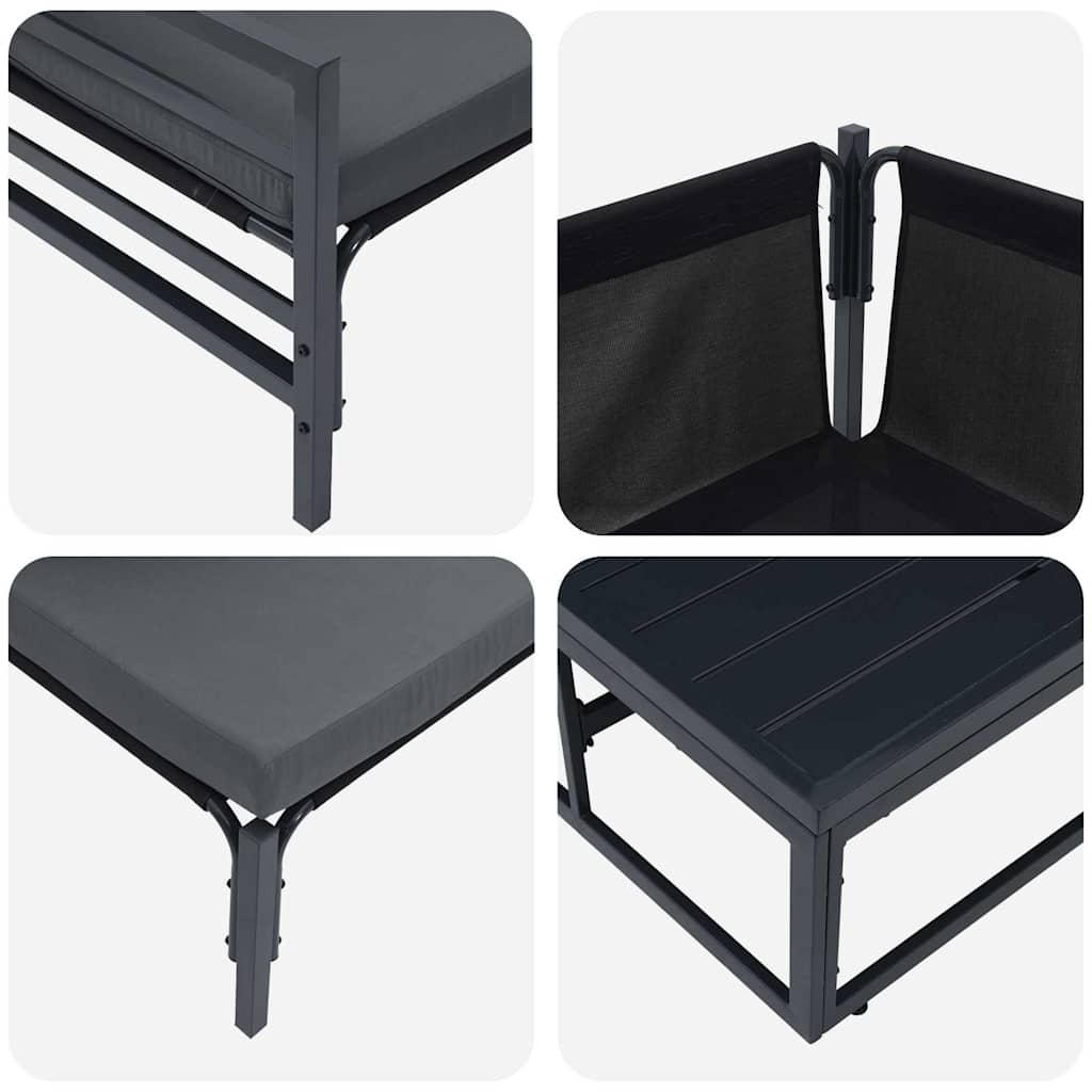 Gartensofa-set mit Kissen 12 pcs Schwarz Stahl