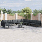 Gartensofa-set mit Kissen 12 pcs Schwarz Stahl